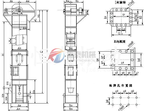 TD型斗式提升机外形示意图