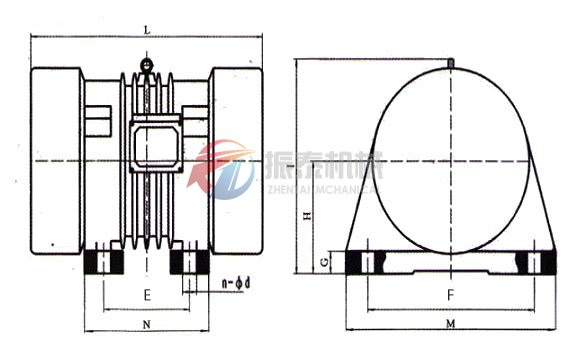 YZO系列振动电机尺寸示意图